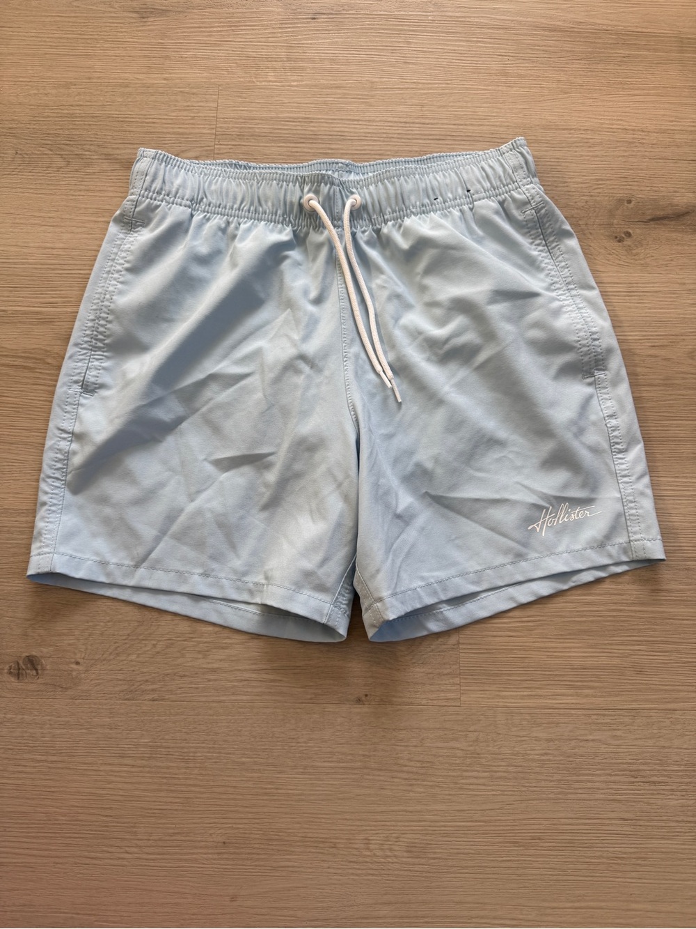 Hollister Men’s Pale Blue Swim Trunks with Drawstring
